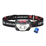 GRIFEMA LED Stirnlampe Wiederaufladbar, 8 Beleuchtungsmodi mit Bewegungssensor & Rotlicht, IPX45 Wasserdichte Kopflampe für Nachtlaufen, Wandern, Camping, Angeln, Joggen