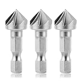 3-tlg Kegelsenker-Set Senkbohrer Holz Kegelsenker Senker Entgrater Set mit Metall Senker Sechskantschaft 90° Fasenwerkzeug Für das Senken von Bohrlöchern in Holz, NE-Metall und Kunststoff