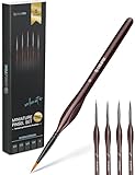 CreaTek - 5 extra feine Pinsel Acryl für höchste Präzision & Details | Premium Bi-Nylon Technologie - Künstlerpinsel Miniatur Pinsel Set, Modellbau & Malen nach Zahlen Pinsel