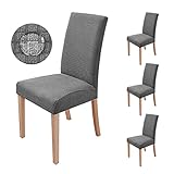 sorliva Wasserdicht Stuhlhussen 4er Set Stretch Stuhlbezug Moderne Stuhlüberzug Elastische Abnehmbar Waschbar Spannbezug für Esszimmerstühle Schwingstuhl Bezug Hochzeit Büro Bankette Partys Deko(Grau)