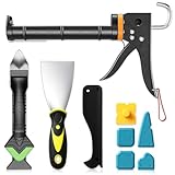 Sentoo Kartuschenpresse Set, Silikon-Kartuschenpistole und Werkzeug zum Entfernen von Dichtungsmasse,310ml, Fugenschaber für Badezimmer, Küche, Boden, Fenster, Spülbeckenfugen, Rahmen