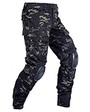 OCANXUE Taktische Hose für Herren, G3, Kampfhose mit Knieschonern, wasserdicht, Camouflage, Cargohose für Airsoft, Paintball, Dunkles Camo, 46
