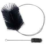 Chuanhylis 2 Stück Ofenrohrbürste Set，Stahldraht Rohrreinigungsbürste, Schornsteinbesen mit Schubstange und 31cm Rohrbürste für Schornstein, Rauchrohr, Ofenleitung