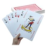 Relaxdays Jumbo Spielkarten, 54 XXL Karten, 28 x 21 cm, wasserfeste Beschichtung, Riesenspielkarten, Poker, Rommé, bunt
