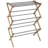 KADAX Standtrockner aus Holz zur Selbstmontage, klappbarer Turmwäscheständer mit 7m² Trockenfläche, Holzwäscheständer, platzsparender Trockner (73x97cm)