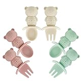 PandaEar 6er-Pack Baby Lernlöffel und Gabel Set, Babylöffel Brei ab 4 6 Monaten, Silikon Kinderlöffel blw Löffel Breilöffel Selber Essen, Esslernbesteck
