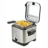 Mesko MS4910 Friteuse mit Öl 1,5 Liter Fett, Elektrische, Klein, Regelbares Thermostat, Antihaft-Ölbehälter, Geruchsfilter 900W, Edelstahl