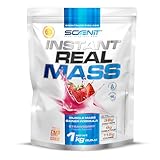 Instant Real Mass - 1 kg - Mass Gainer - Weight Gainer - Mass Gainer Protein - Gainer Kohlenhydrate Pulver - Gainer mit Creatin (1 kg, Erdbeere)