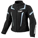 Jet Motorcycle Motorradjacke Frauen Damen Sommer Winter Gepanzerte Textilwasserdichte ELEKTRA (M (10/12), Schwarz/Himmelblau)