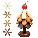 Topfuntersetzer in Baumform – Topfuntersetzer aus Holz, 4-teilig, zusammenklappbar und rutschfest, Glasplatte in Baumform aus Holz, heiße Topfuntersetzer mit Halterung für C