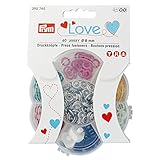 Prym 390740 Love Druckknöpfe Jersey, 60 Stück | Ø 8 mm, 6 Farben | Rostfreier Messingverschluss für Baby- & Kinderkleidung, DIY-Nähprojekte | Farbsortiert in Aufbewahrungsbox