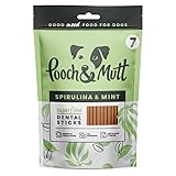 Pooch & Mutt - Superfood Dental Sticks für Hunde, Dental Sticks mit Spirulina- und Minzegeschmack für Hunde, 1 Packung mit 7 Sticks