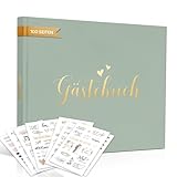 Hyggartn Gästebuch Hochzeit, Sticker Hochzeit Gästebuch, 100 Seiten Hochzeitsgästebuch, Hochzeitsalbum für Erinnerungen, Grün Gästebuch Leer, 155 Sticker Hochzeit in Deutsch und Englisch, 19 x 24 cm
