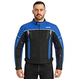 Biker Motorradjacke Herren Textiljacke mit Kombizipper, abnehmbarem Thermofutter & CE Schulter-/Ellbogenprotektoren Motorrad Jacke (DE/NL/SE/PL, Alphanumerisch, S, Regular, Regular, BLUE)