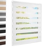 Doppelrollo Klemmfix Weiß 110x140 cm Duo Rollo Fensterrollo für Fenster/Türen Gardine Klemmrollo ohne Bohren Seitenzugrollo Sichtschutz Sonnenschutzrollo Zebrarollo