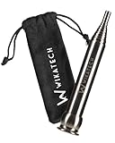 WIKA Teleskop Blasrohr mit Baumwollbeutel - Feuerblasrohr mit Mundstück für Lagerfeuer und Grill - Outdoor Survival Gadget (Edelstahl/Alu + Länge 10cm bis 54cm)