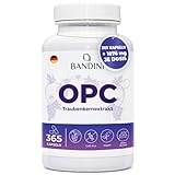 Bandini® OPC Traubenkernextrakt 365 Kapseln | Hochdosiert mit 1076mg je dosis | Höchster Gehalt nach HPLC | Aus italienischen Weintrauben | 1052mg Extrakt mit 999,4mg OPC + 24mg Vitamin C | 6 Monate