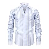 Herren Hemd Langarm Sommer Gestreifte Freizeithemden Klassische Businesshemd Casual Regular Fit Sommerhemd Herren Modische Longsleeve Shirts