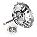 Spülbecken Siebkörbchen, Ø 79 mm, Ersatz für 119146, kompatibel mit Blanco 3,5' Ablaufgarnituren ab Bj. 2011, 18 Schlitze Siebkorb, 52-97 mm Exzenter Zapfen, Ø 8 mm Stift, Zubehör für Küchenspüle