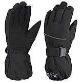 TRIWONDER Kinder Handschuhe, Warme und Winddichte Skihandschuhe für Laufen Skifahren Wandern Snowboard (Schwarz, L (12-14 Jahre alt))