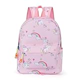 Hifot Einhorn Rucksack Mädchen, Mini Kinderrucksack mit Brustgurt, Tagesrucksack Taschen Doppel Schultertasche Einhörner Geschenke für Kleine Mädchen