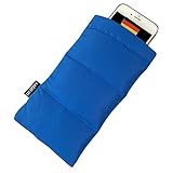 SAFACUS Thermo Handyhülle Tasche Universal Daunen Pouch Handysocke Weihnachten Geschenke für Smartphones Handy Winter Handyhülle für iPhone 14 13 12Plus X, Samsung Galaxy (Blue)