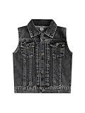 Dubute Jeansjacke für Kinder, Mädchen, Jungen, Weste, Mäntel, ärmellos, Umlegekragen, Knopfverschluss, Jacken, Oberbekleidung, Graues Schwarz, 6-7 Years
