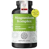 NATURE LOVE® Magnesium Komplex - 180 Kapseln - 400mg elementares Magnesium je Tagesdosis - Magnesiumcitrat, Magnesiumoxid, Magnesiumbisglycinat, Magnesiummalat, Magnesiumscorbat - Vegan, hochdosiert