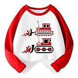 Kinder-Valentinstag-Shirt, Jungen und Mädchen, Valentinstag, Monster-Truck, Traktor, Herz, Grafik-T-Shirt, Raglan-T-Shirt, Kleinkind, langärmelig, 1-Traktor-Rot, 6 Jahre