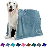 Lucky Paws® Hundehandtuch - 140x70cm XL Hundehandtuch extra saugfähig - schnell trocknend, luxuriös weiches Hunde Handtuch Hundebesitzer und Hunde Zubehör (1er-Pack, Petrolblau)