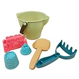 Strand-Eimer-Spielzeug, Strandspielzeug mit Schlossformen, Sandformen für Kleinkinder, 6-teiliges Sandspielzeug-Set enthält einen Eimer, Schlossbauformen,