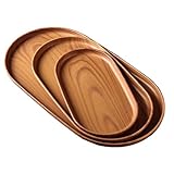 Ovale Serviertablett, 3 Stück Oval Tabletts Dekotablett Deko Serviertablett Küchentablett, Einfach zu Reinigen, Vielseitig Einsetzbares Tablett für Badezimmer, Küche, Café
