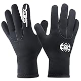 PAWHITS Neoprenhandschuhe 3mm Thermohandschuhe Winterhandschuhe wasserdichte Anti-Rutsch-Handschuhe für Männer und Frauen Herren Schwarz (M)