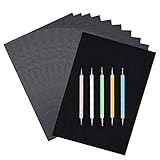 HOLEMZ Blatt Kohlepapier 100Pcs A4 Carbon Transferpapier mit 5 Stück Prägestift Set Schwarz Durchschlagpapier für Holz, Papier, Leinwand