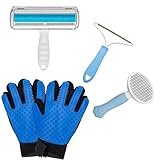5 Stück Haustier Bürsten set,Möbel Haustier Haar Entferner Mitt*2,Hunde Katzen Bürste für Langhaar/Kurzhaar,Tierhaarentferner Fusselrolle für Sofa,Bett,Wiederverwendbarer Doppelter Fusselentferner