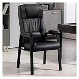 WIGSELBL Leder-Sessel, Lounge-Stuhl, gepolsterter Wohnzimmerstuhl mit Metallfuß, verdicktes Kissen, Einzelsofa, bequemer Lesesessel für Schlafzimmer (Nero)