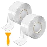 FLOWERUN 2 Stück Dichtungsband Selbstklebend Transparent, Abdichtband Wasserdicht für Waschbecken Badewanne Toilette und Spüle, Fugenband gegen Schmutz und Feuchtigkeit (Einzige Falte)