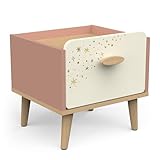 Nachttisch für Kinder, 1 Schublade, Rosa und Weiß – ungiftige Farbe – Kleiner Nachttisch 40 x 40 x 36 cm – Möbel für Kinderzimmer – Serie Suzie