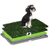 PawHut Hundetoilette Hundeklo mit 2 Grasmatte, Tablett für Töpfchentraining, Welpentoilette für Welpen Indoor Outdoor Grün 67 x 41 cm