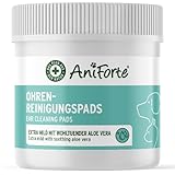AniForte Ohren Reinigungspads für Hunde & Katzen 100 Stück – Besonders weiche & milde Reinigungstücher für die Ohrenhygiene, sanfter Ohrenreiniger zur Pflege & Reinigung