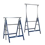TRUTZHOLM Arbeitsbock 2x 7-fach höhenverstellbar 80-130 cm bis 400 kg Stahl verzinkt lackiert blau Klappbock Gerüstbock Unterstellbock