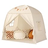 Sumbababy Großes Tipi Zelt für Kinder: mit Fahnen - Zelt für Kinder Indoor Kleinkind Tipi für Jungen & Mädchen - Kleinkind Spielhaus innen Vordach Bett für Spielzimmer Geschenk Spielzeug (Creme)