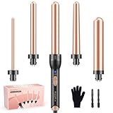 BESTOPE MIX Lockenstab, 5 in 1 Keramik Lockenstab Set mit Verschiedenen Aufsätzen für Große und Kleine Locken, 9-32mm Schnellaufheizung 2 Einstellbare Temperatur für Lange kurze Haare