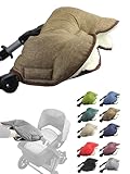 BAMBINIWELT Handmuff mit Lammwolle – warmer Handwärmer für Kinderwagen, Buggy & Radanhänger – wasserfest, winddicht & waschbar – für Winterspaziergänge (meliert braun)