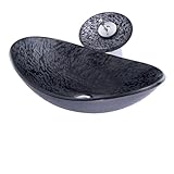 Waschbecken im Badezimmer Modernes, einfaches Gefäßwaschbecken aus gehärtetem Glas, Hotel-Kunst-Aufsatzwaschbecken, Badezimmer, stilvolles Waschbecken Schiff Sinken (Color : A, Size : Sink set)