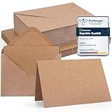 Siumir 50er Set blanko Falt-Karten A6 mit passenden C6 Briefumschlägen, Blanko Falt Karten, Kraftbraun kreative Klappkarten zum Gestalten, Beschriften oder Bedrucken