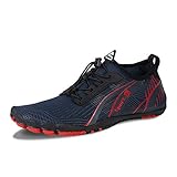 IceUnicorn Barfußschuhe Herren Damen Zehenschuhe Aquaschuhe Fitnessschuhe Traillaufschuhe Schwimmschuhe Wasserschuhe(R/Blau, 43EU)