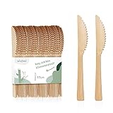 wisefood Bambus Einweg Messer, 100 Stück Bambus Besteck 17cm, Biologisch abbaubares Einwegbesteck, Natürliche Bambusmesser, Einweggeschirr, Partygeschirr, Einwegmesser, Party Besteck