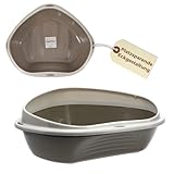 GarPet Katzenklo Ecke klein Eck Katzentoilette mit Rand ohne Deckel offen grau Katzen WC Ecktoilette