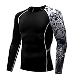 Herren UPF 50+ Protection Performance Fit Kompressionsshirt Wassersport Langarm Splicing Rash Guard Shirts